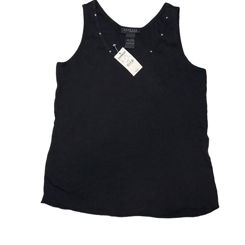 Y2K NWT express ribbed tank Top with sparkle studs on collar size large